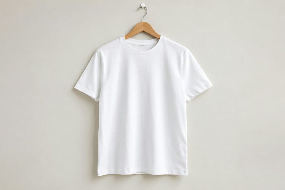 Plain white t-shirt on a hanger